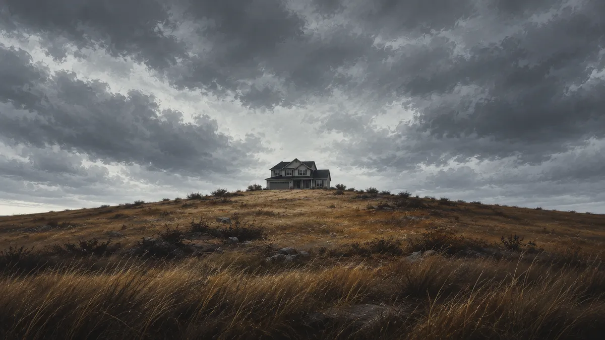 Before: an ordinary home on a grassy hill